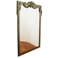 Antique French Silver / Black Painted Pier Mirror