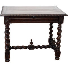 Flemish Style Oak Single Drawer Table