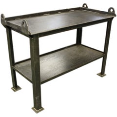 Large Industrial French Two-Tier Console Table