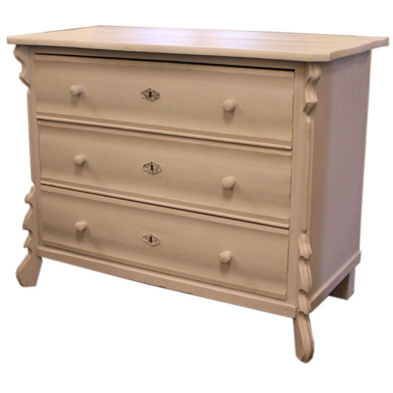 Antique Painted Pine Cottage Chest of Drawers