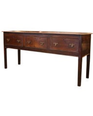 Antique Period Oak English Sideboard with Three Deep Drawers