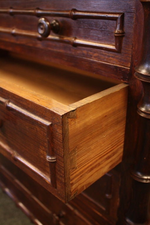 Wood Antique French Faux Bamboo Commode