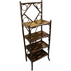 Antique Bamboo Etagere with Fish Decoupage
