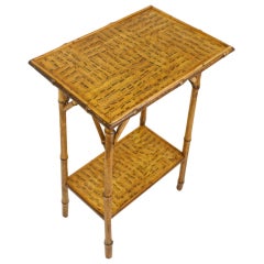 Antique English Bamboo Table, Decoupaged " Musical Notes"