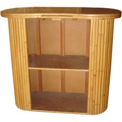 Vintage Rattan Bar with Laminate Top and Pull-Out Chopping Board