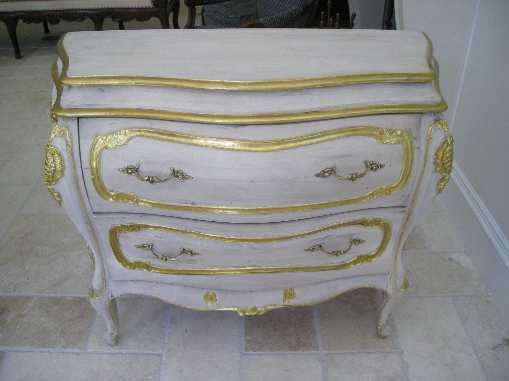 Bleached Louis XV Style French Bombe Commode