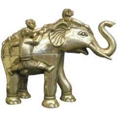 Sterling Silver Elephant Box Adorned with Frolicking Monkeys
