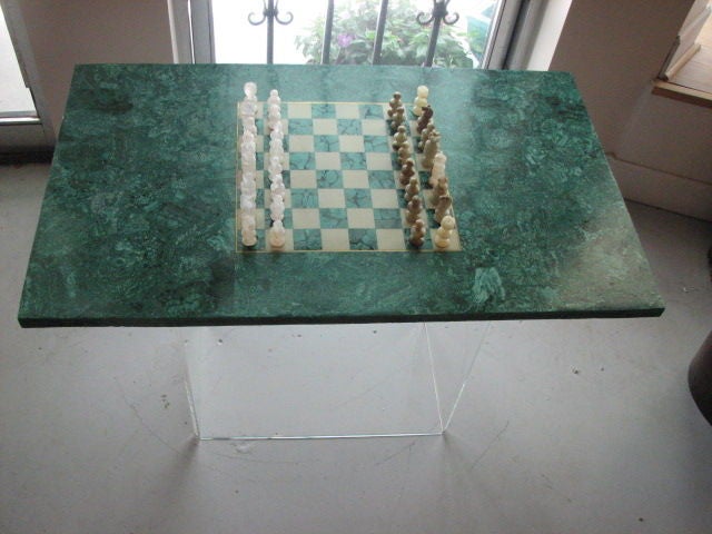 Malachite Chess Board On Beveled Lucite Base