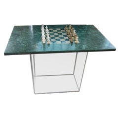 Malachite Chess Board On Beveled Lucite Base
