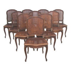 Set of Ten (10) Louis XV-Style Caned Side Chairs