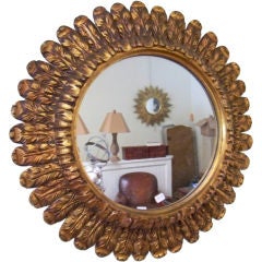 Carved Wood Prince of Wales Feather Mirror