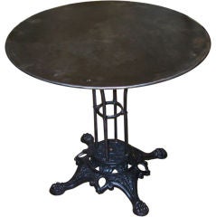 Polished Steel Bistro Table with Cast Iron Base