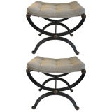 PAIR OF STEEL CURULE BENCHES / STOOLS