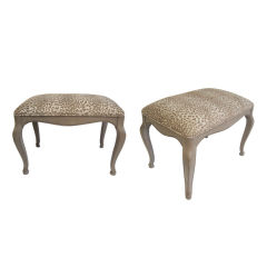 PAIR OF LEOPARD BENCHES / STOOLS