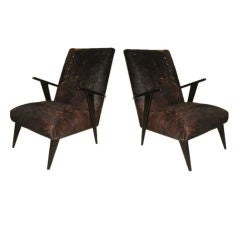 Pair of Italian 1950s Modernist Lounge Chairs Attributed to Ico Parisi 9