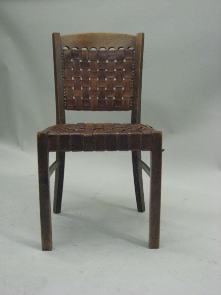 Early Modern 'Jugendstil' Leather Strap Desk Chair, Germany, circa 1900 In Good Condition For Sale In New York, NY