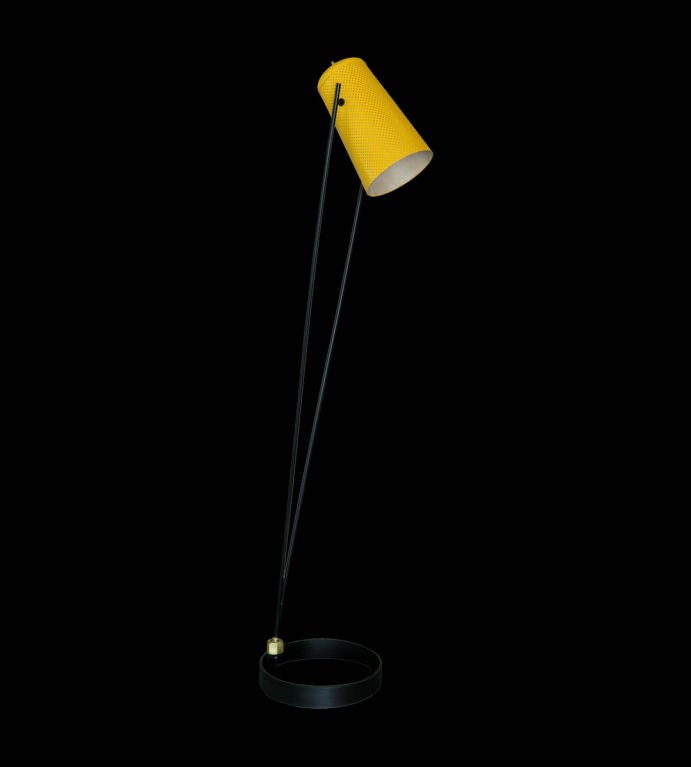Rare Ben Seibel Adjusable Floor Lamp.  Pivoting shade and ball joint pivoting at base