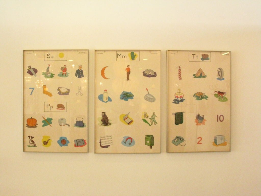 Set of 3 Vintage Alphabet Charts