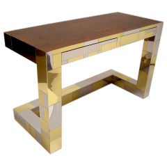 Paul Evans (1931-1987) Polished Chrome, Brass, and Rosewood Desk