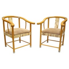 The Rudolph Collection: Pair of Oak, Bone, and Suede Chairs
