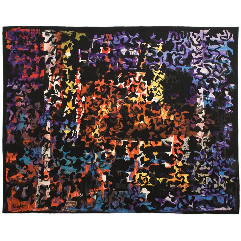 1962 - Mathieu Mategot - Large Modernist Aubusson Wool Tapestry
