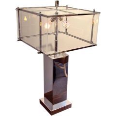 Large 1970s Polished Chrome and Lucite  "Edison Lamp"