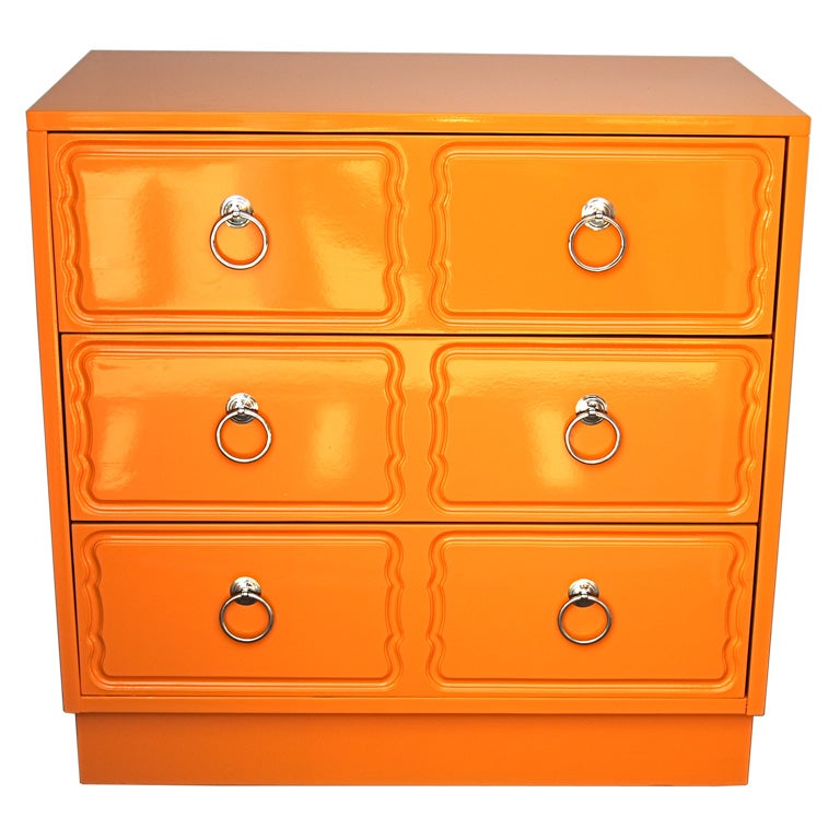 Dorothy Draper Chest in Tangerine Lacquer