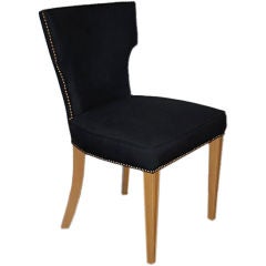 Tommi Parzinger Desk Chair in Black Canvas with Nailhead Trim