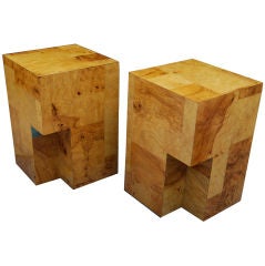Paul Evans "Cityscape" Assymetrical Burl Pedestal Tables