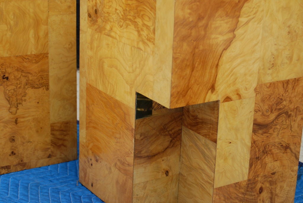 Paul Evans "Cityscape" Assymetrical Burl Pedestal Tables