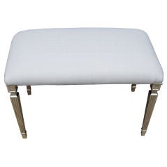 Boudoir Bench with Silverplated Regency Legs in Tussah Silk