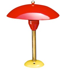 Whimsical French Red and Yellow Desk Lamp