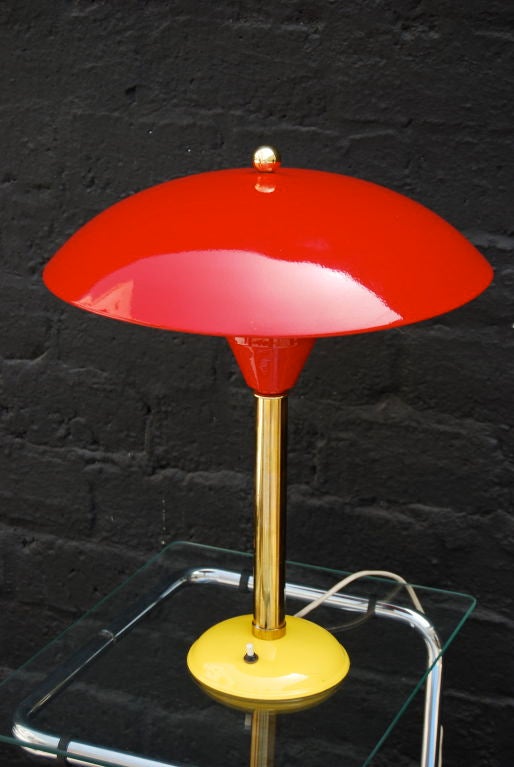 Whimsical French Red and Yellow Desk Lamp