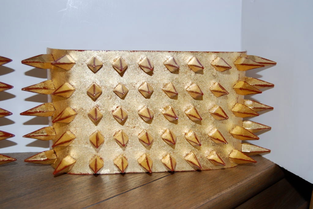 Contemporary 22-Karat Gold Leafed Spike Sconces For Sale