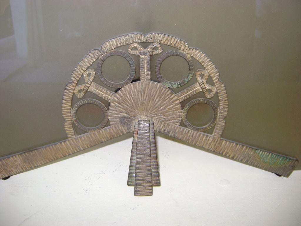 French Fan Lamp with Bronze Mount