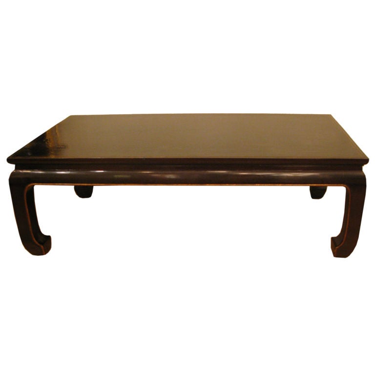 Asian style coffee table with black lacquer finish at 1stDibs
