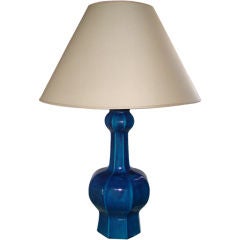 A beautiful turquoise ceramic lamp from France