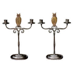 Chariming Pair of American Arts&Crafts Wrought Iron Candelabras