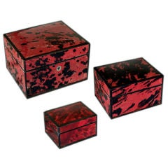 A Set of 3 French Well-Mottled Red Tortoiseshell Nesting Boxes