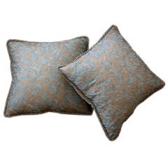 Pair of Italian Pale Blue Fortuny Panels Now Mounted as Pillows