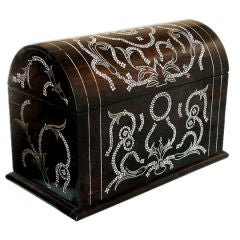 A Handsome Anglo-Indian Ebony Domed Letter Box w/Bone Inlay