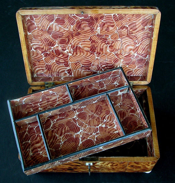 19th Century Large-Scaled English William IV Blond Tortoiseshell Jewelry Box
