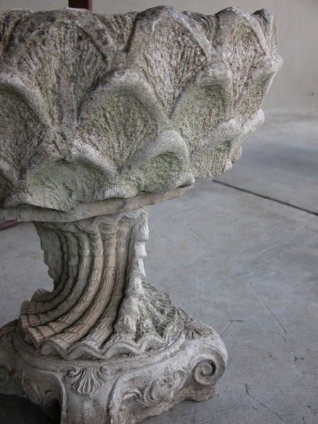 19th Century Large Pair of Italian Cast Stone Garden Urns in the Grotto Taste