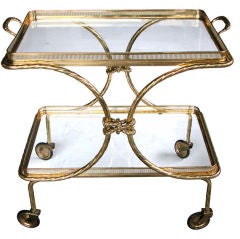 A Stylish Italian Mid-Century Brass Drinks Cart w/Removable Tray