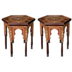 Antique A Handsome Pair of Levantine Hexagonal-Form Side Tables