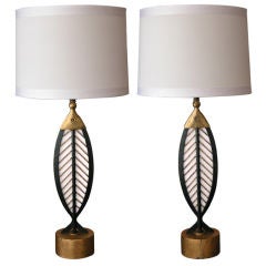 A Whimsical Pair of American 1960's Fish-Shaped Metal Lamps