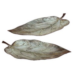 A Large-Scaled Pair of Italian 1960's Hand-Hammered Brass Leaves