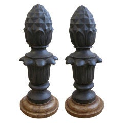 A Handsome Pair of American Cast Iron Pineapple-Form Finials