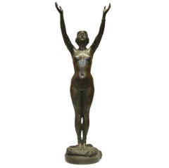 A French Bronze Figure of a Nude Slave Girl; Paul Eugene Breton