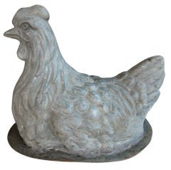 Antique A Delightful French Zinc Shop Sign of a Seated Hen